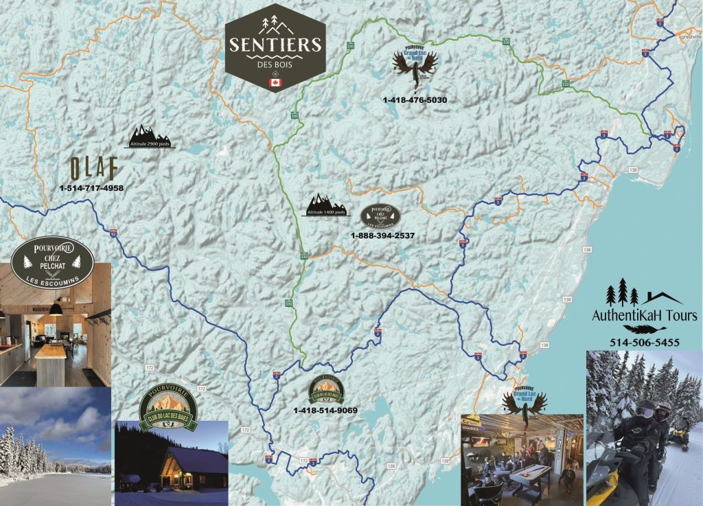 Carte sentiers de motoneige sentiers des bois